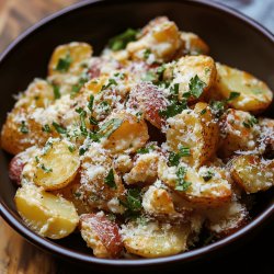 Knuspriger Kartoffelsalat mit Parmesan