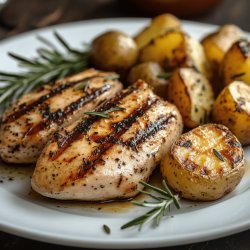 Gegrilltes Hähnchen mit Rosmarinkartoffeln