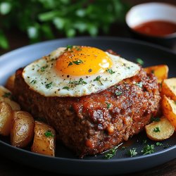 Leberkäse mit Bratkartoffeln und Ei