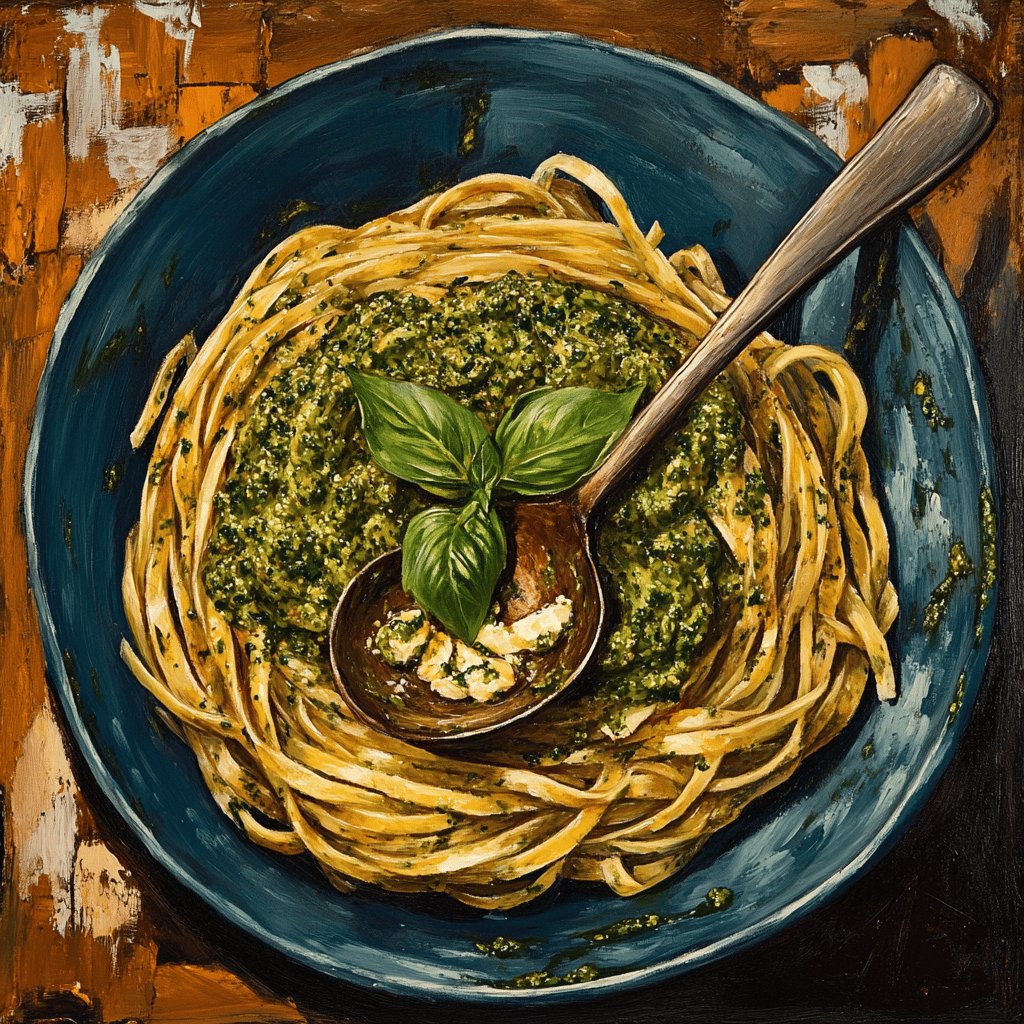 Klassische Spaghetti mit Pesto