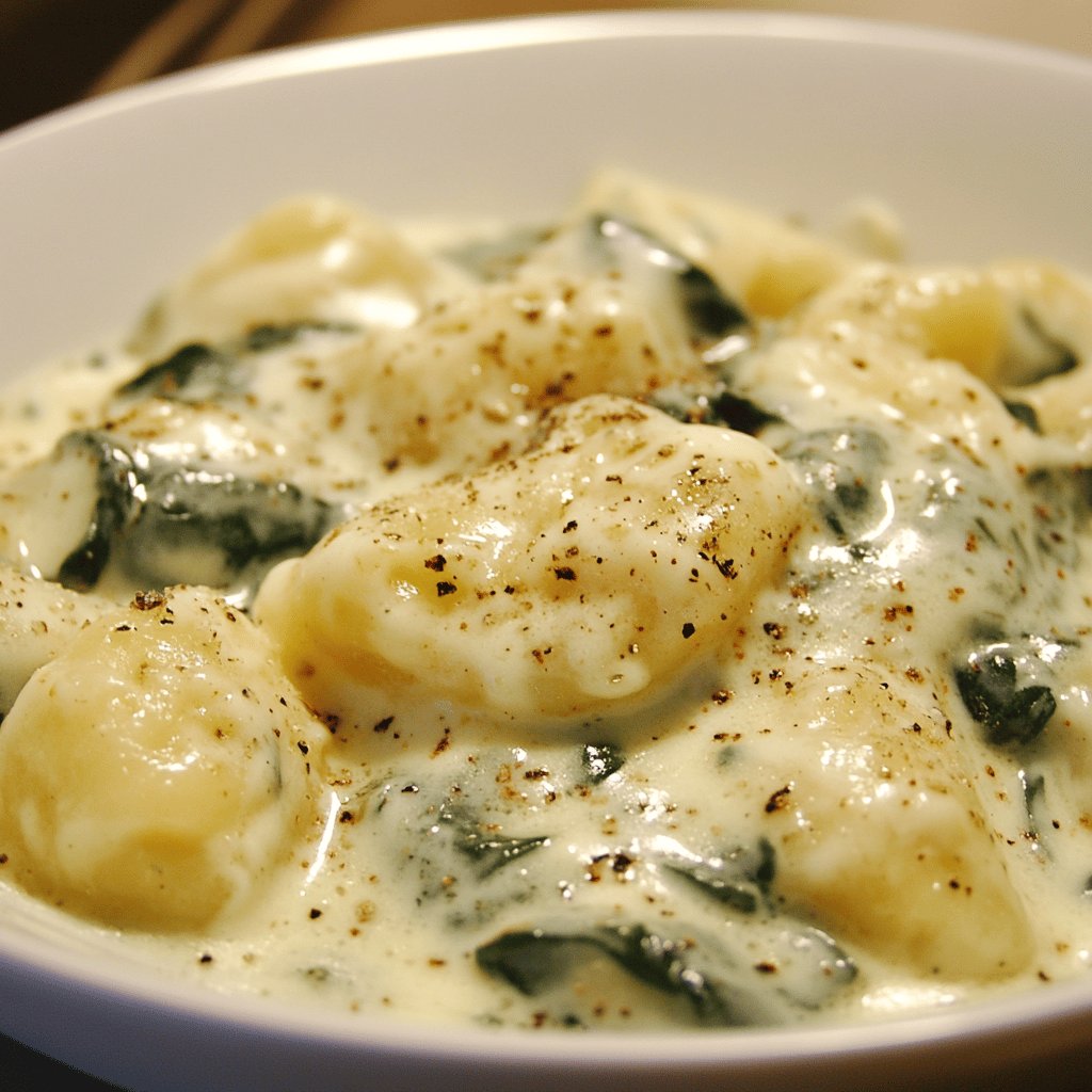 Gnocchi in cremiger Spinatsoße