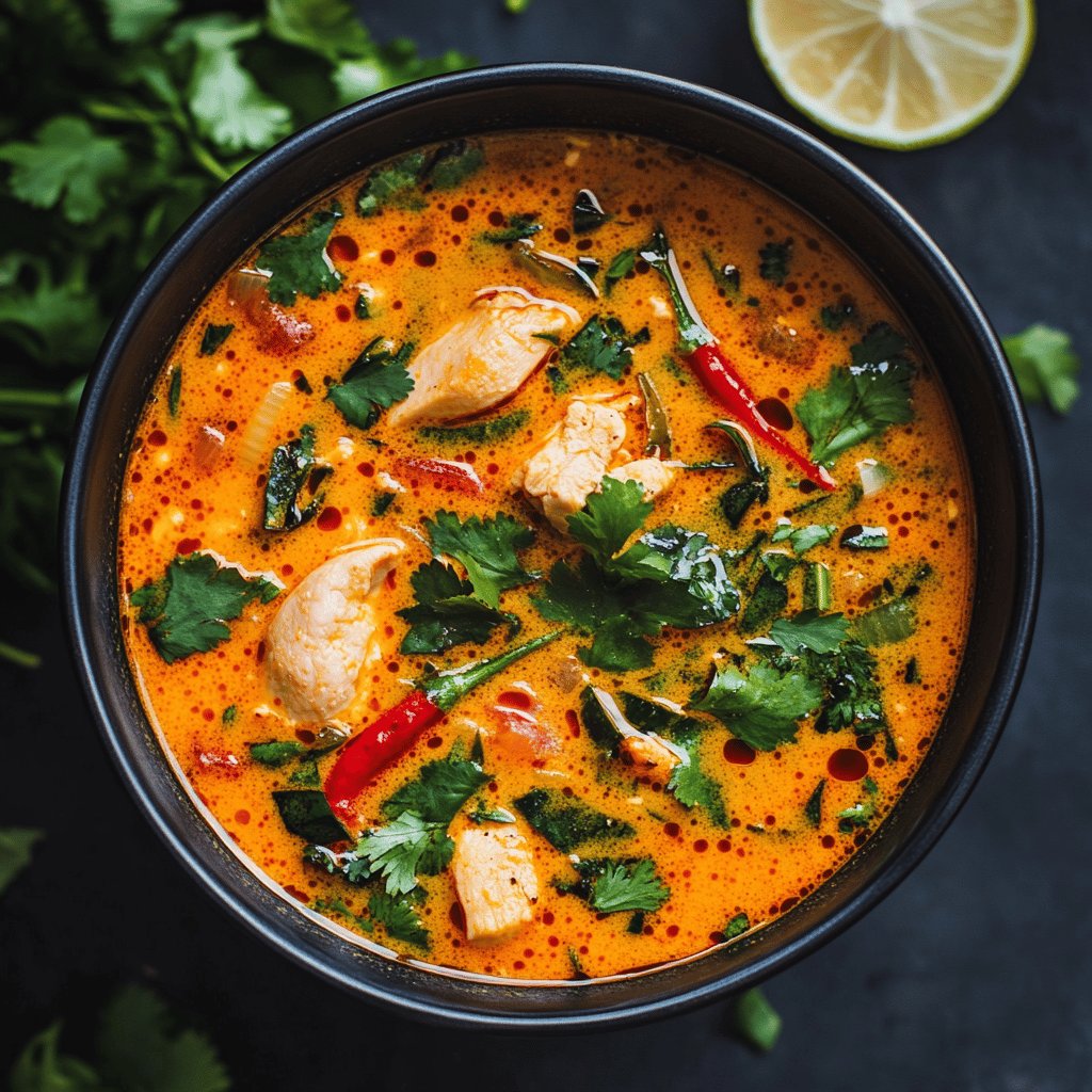 Würzige Thai-Kokos-Hühnersuppe