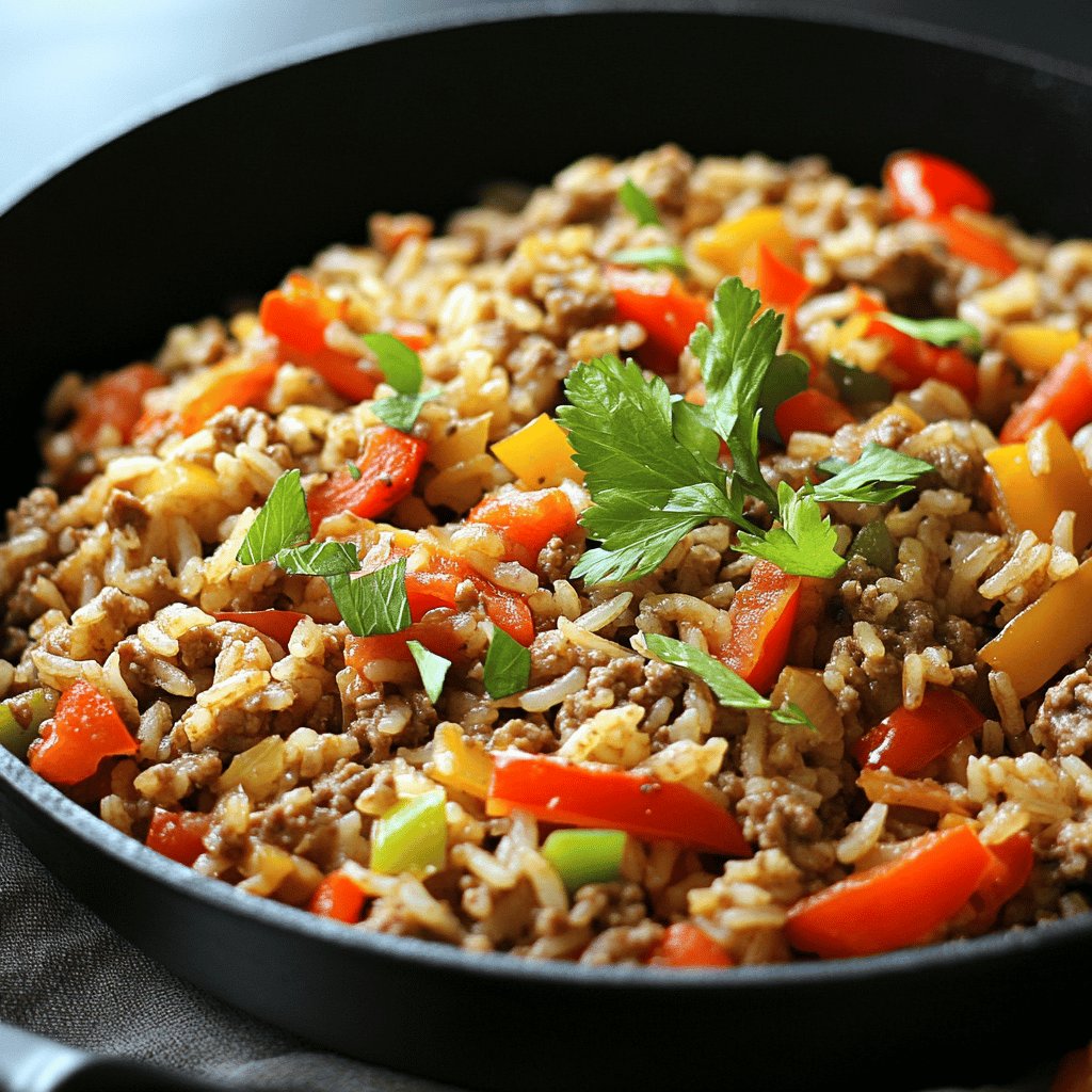 Reis-Hackfleisch-Pfanne mit Paprika