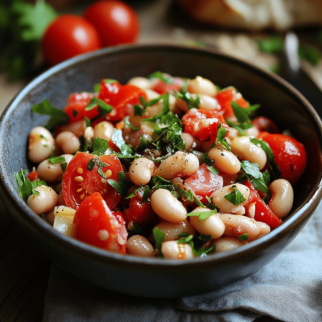 Frischer Bohnen-Tomaten-Salat