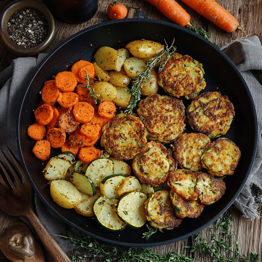 Kartoffel-Zucchini-Möhren-Puffer