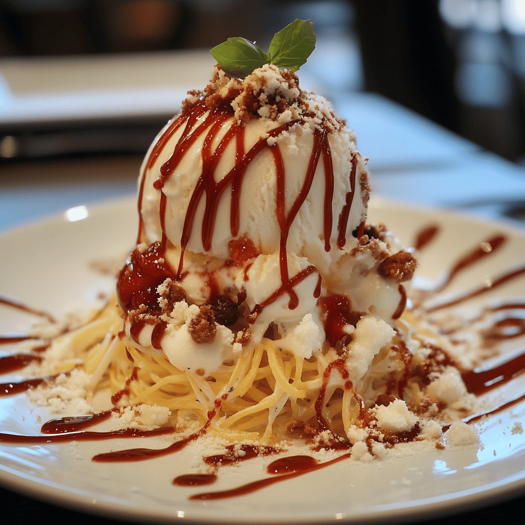 Köstliches Spaghetti-Eis Dessert