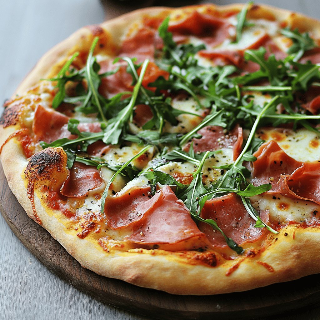 Rucola-Pizza mit Parmaschinken