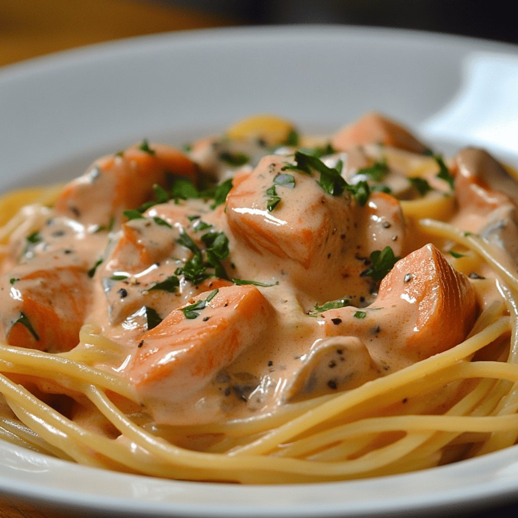 Pasta mit Lachs-Sahnesauce