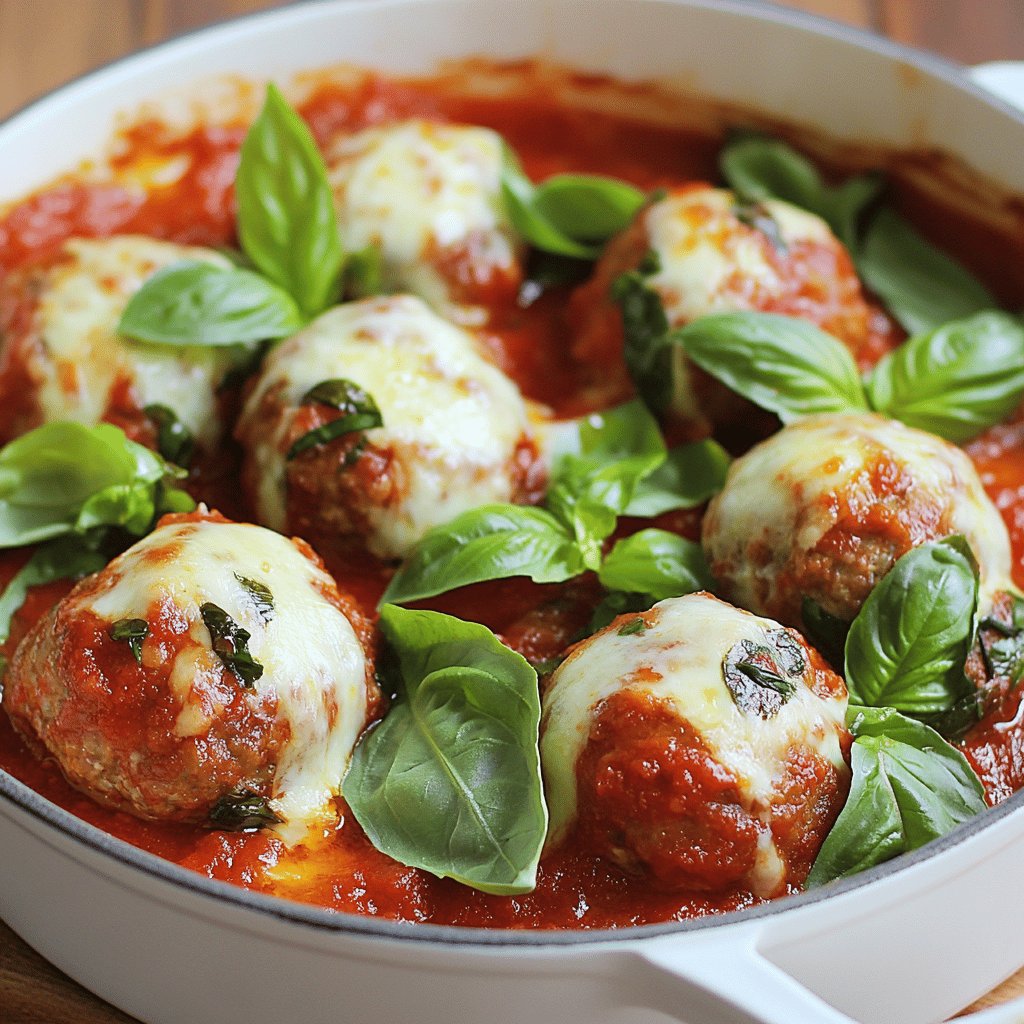 Hackbällchen in Tomaten-Mozzarella-Sauce