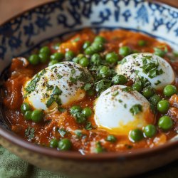 Eierragout mit jungen Erbsen