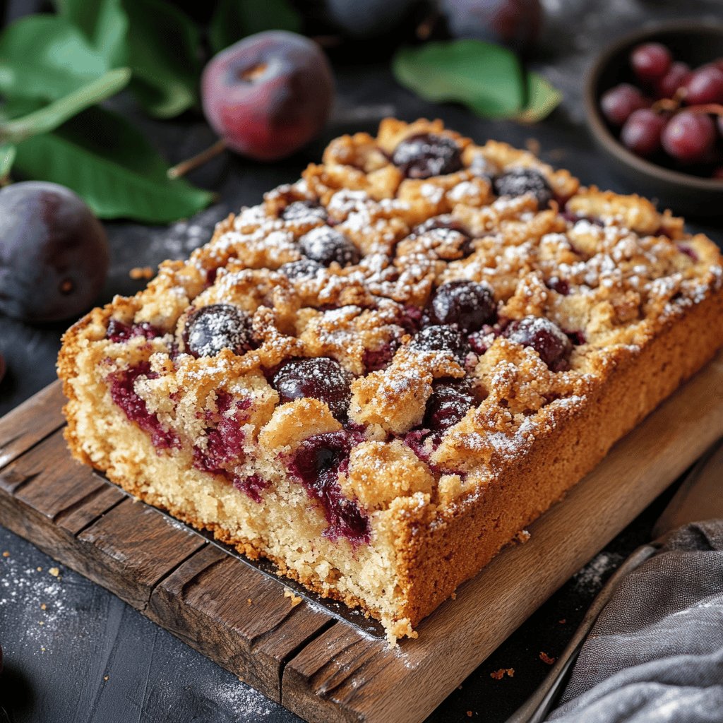 Quark-Öl-Pflaumenkuchen mit Streuseln