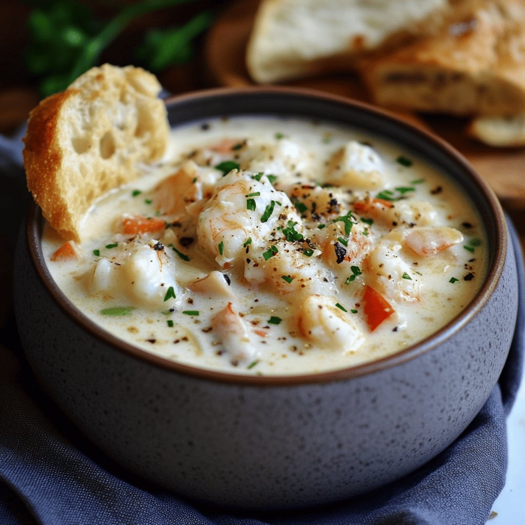 Cremige Meeresfrüchte-Suppe