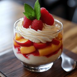 Pfirsich Melba mit Vanillecreme