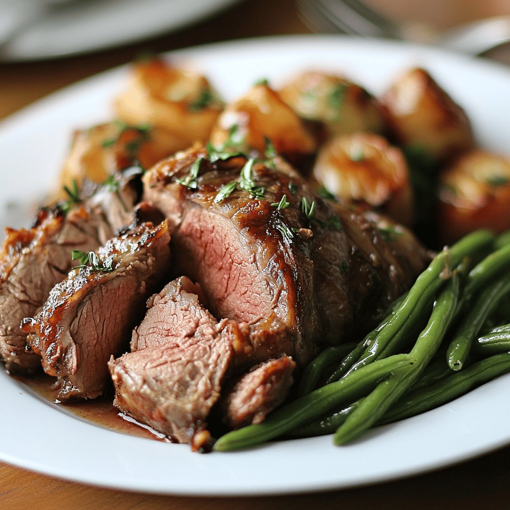 Lammbraten mit grünen Bohnen