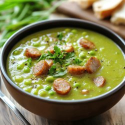 Klassische Erbsensuppe mit Würstchen