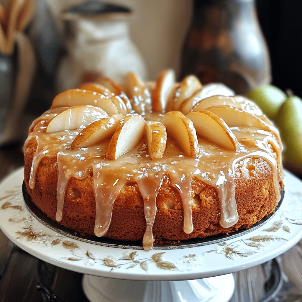 Birnenkuchen mit Vanilleguss