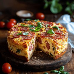 Pikanter Salami-Tomaten-Käsekuchen