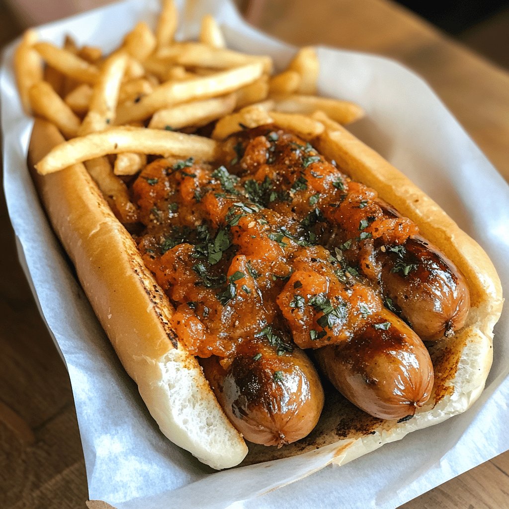 Leckere Currywurst mit Pommes