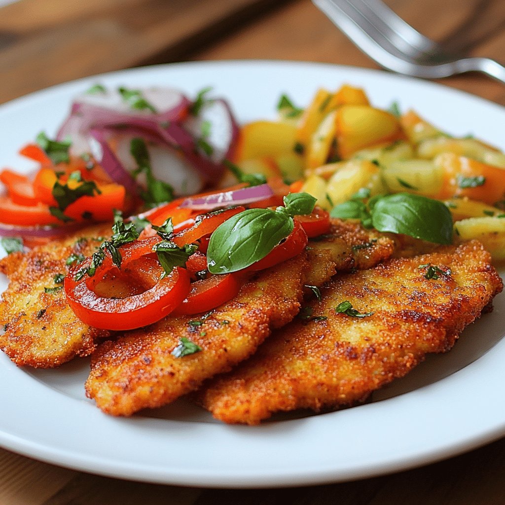 Putenschnitzel mit Paprikahaube