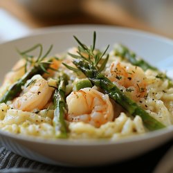 Risotto mit Spargel und Garnelen