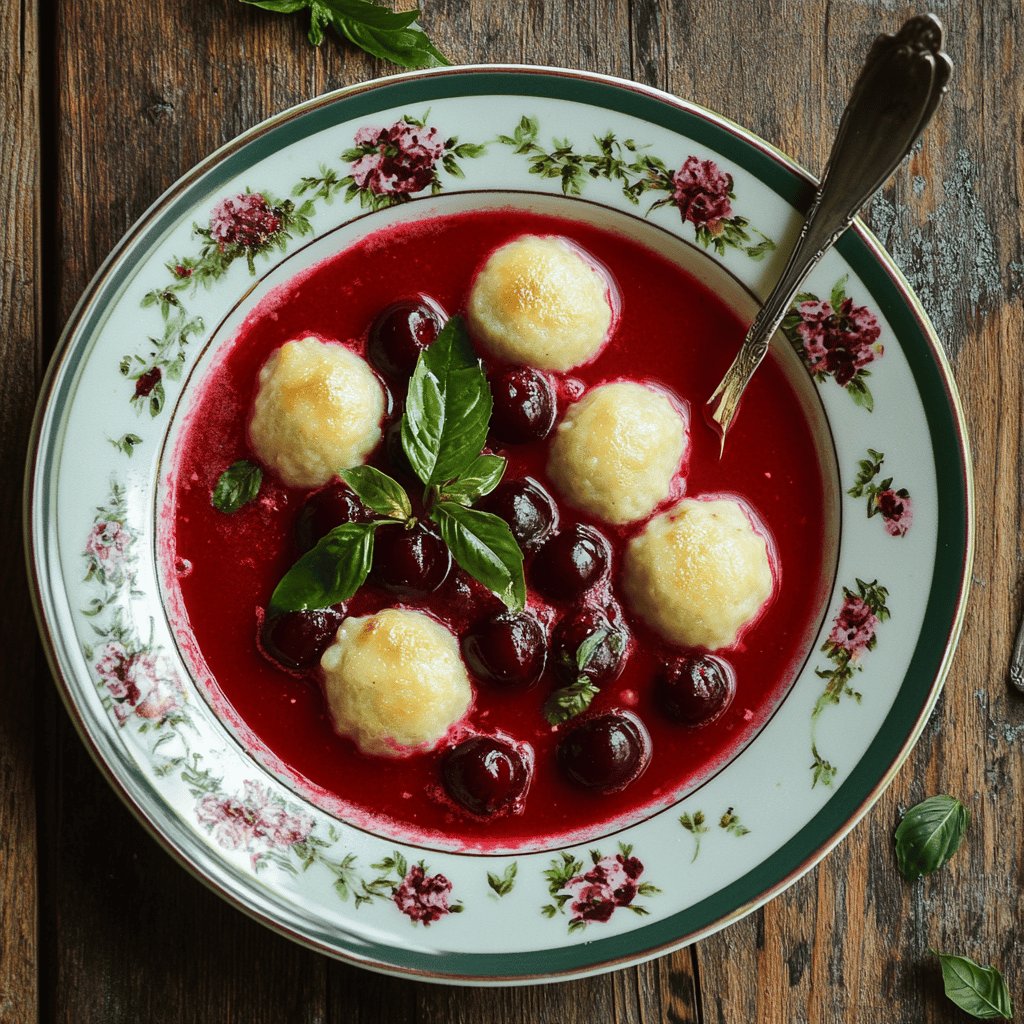 Kirschsuppe mit Grießklößchen