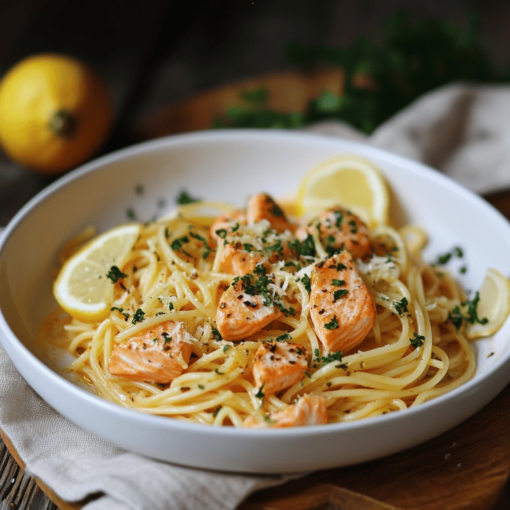 Spaghetti mit Zitronen-Lachssoße