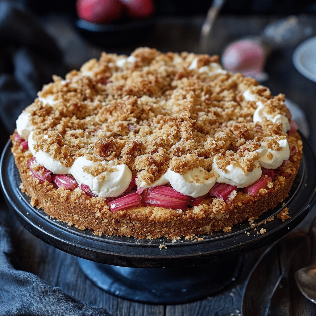 Rhabarber-Streuselkuchen mit Vanillecreme