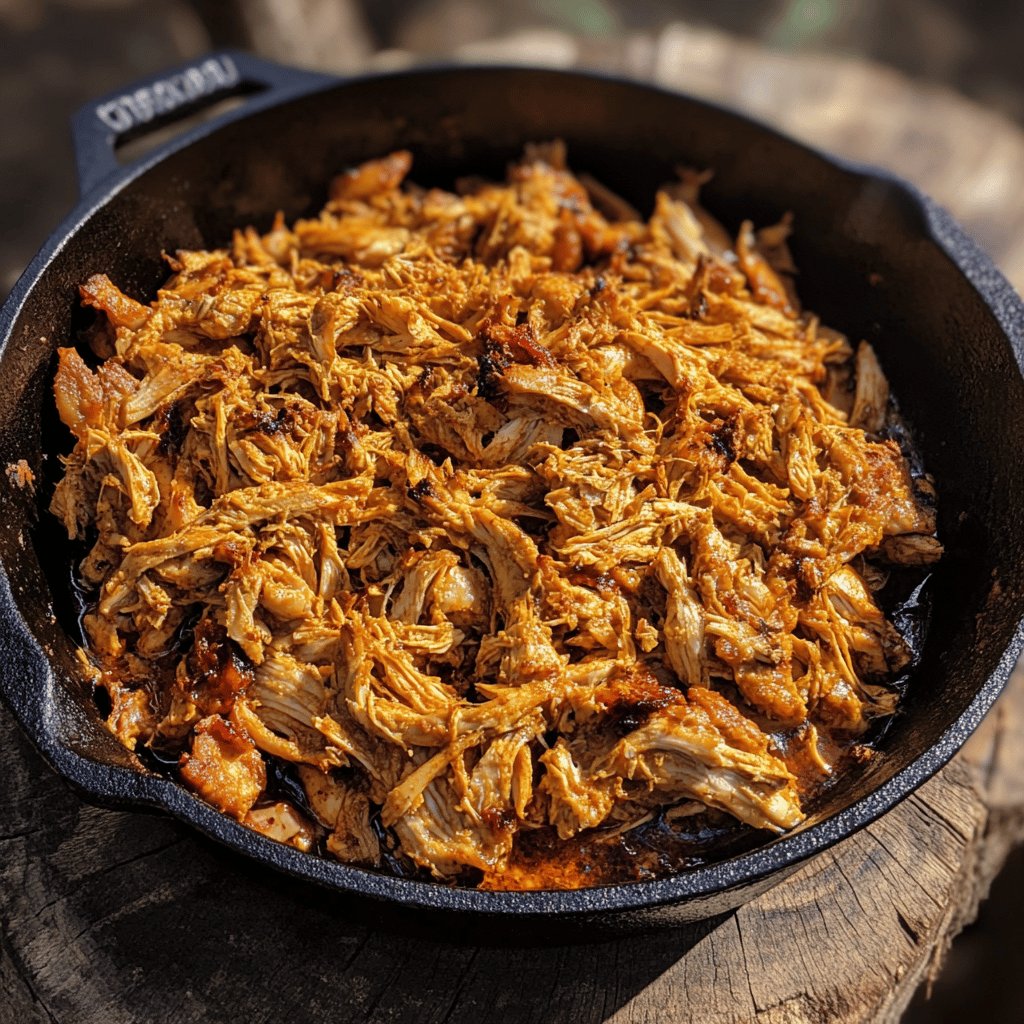 Einfaches Pulled Chicken im Dutch Oven