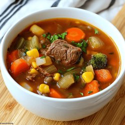 Herzhafte Gemüsesuppe mit Rindfleisch