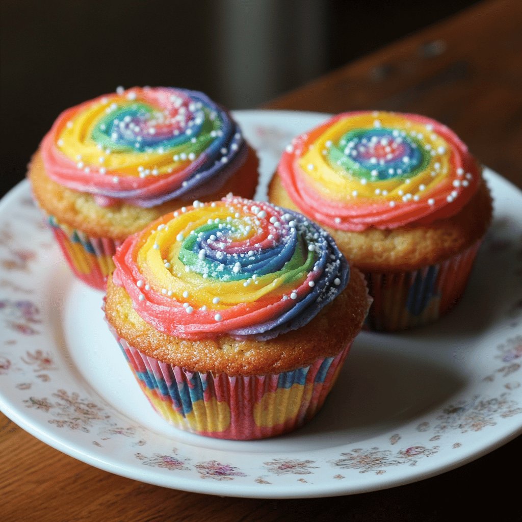 Bunte Regenbogen-Muffins