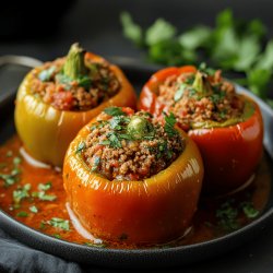 Gefüllte Paprika in Tomatensoße