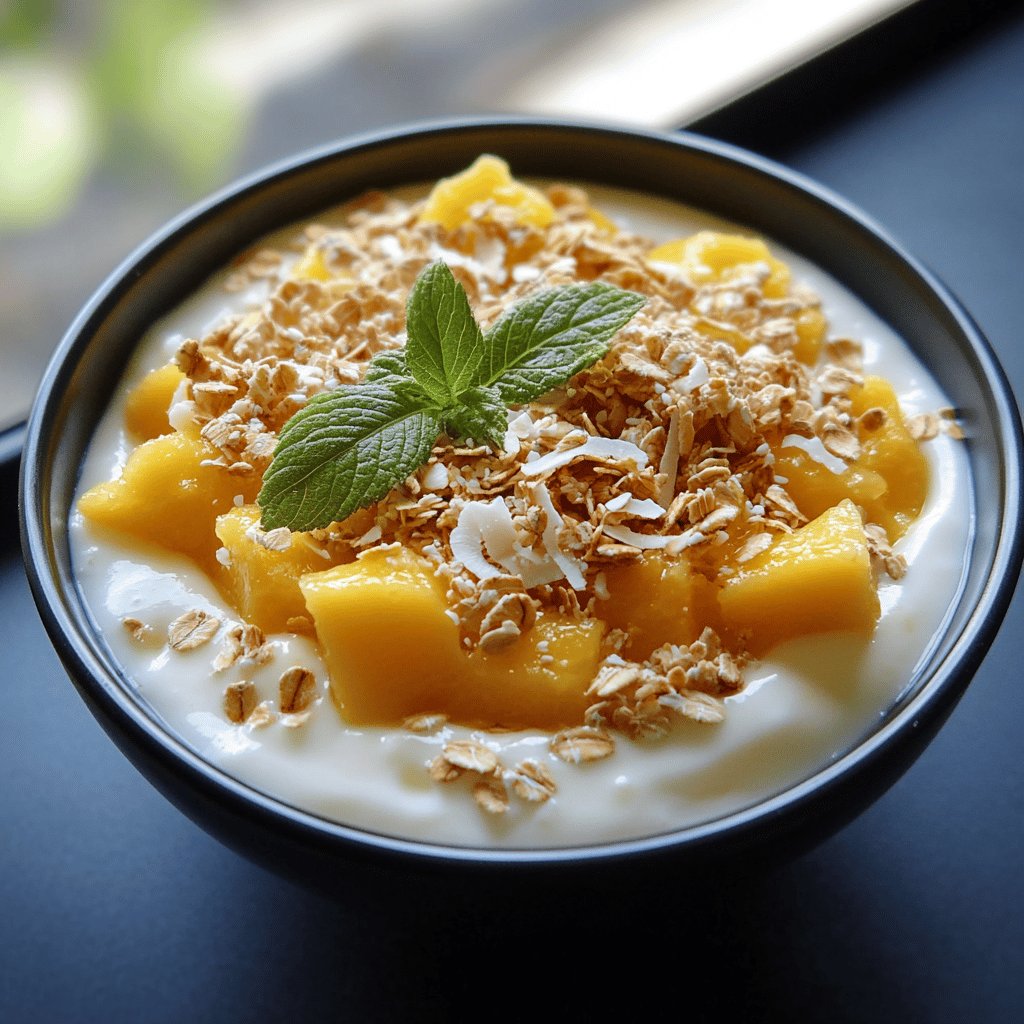 Mango-Joghurt mit Kokos-Knusper