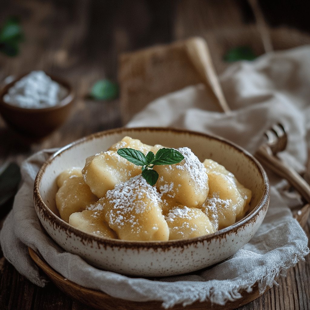 Mehlknödel mit Apfelmus