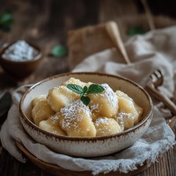 Mehlknödel mit Apfelmus