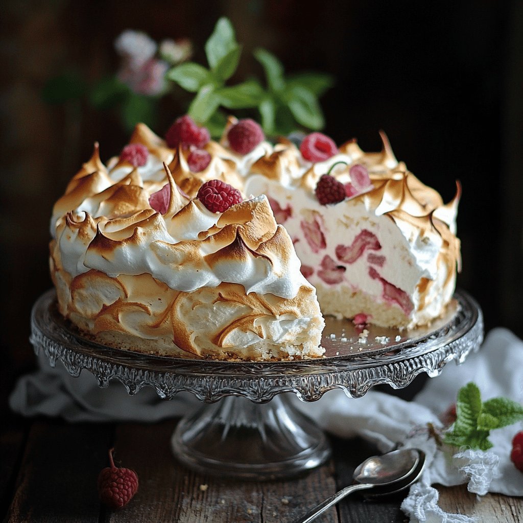 Rhabarberkuchen mit Baiserhaube