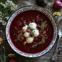 Fliederbeersuppe mit Grießklößchen