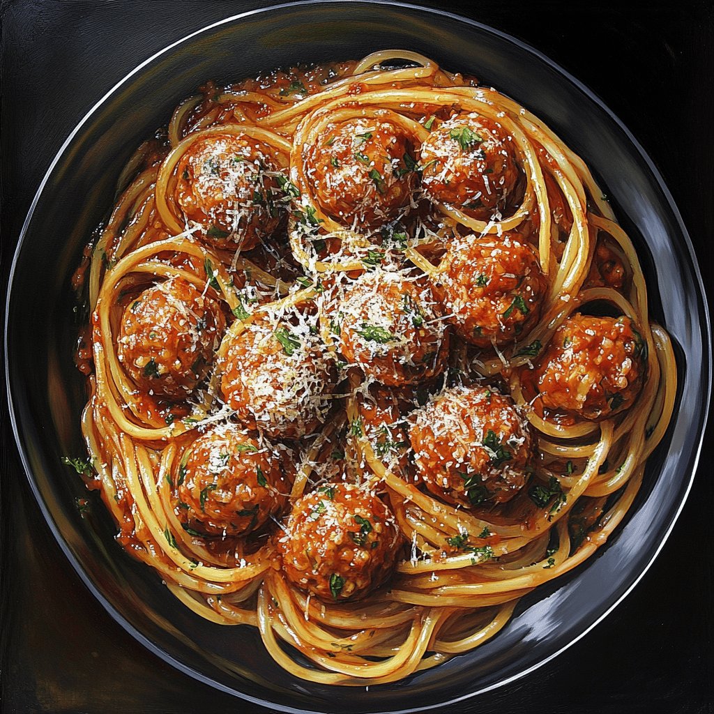 Klassische Spaghetti mit Fleischbällchen