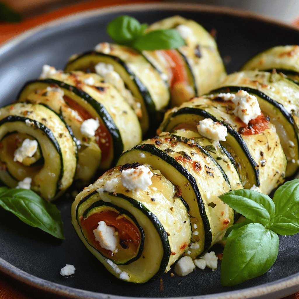 Zucchiniröllchen mit Käsefüllung