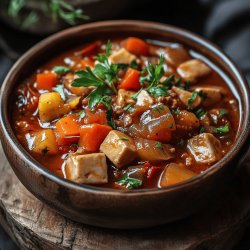 Veganes Gulasch mit Sojawürfeln