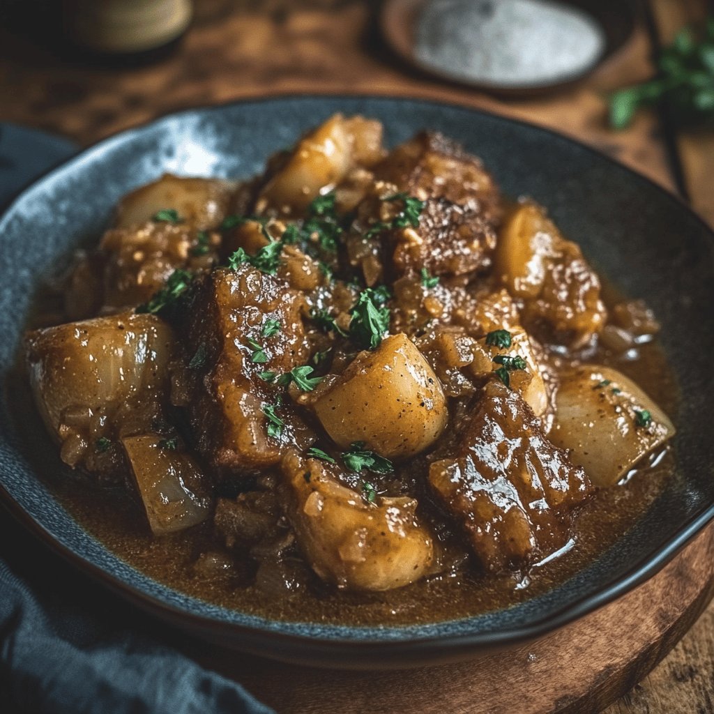 Kasseler in Malzbier-Zwiebel-Soße