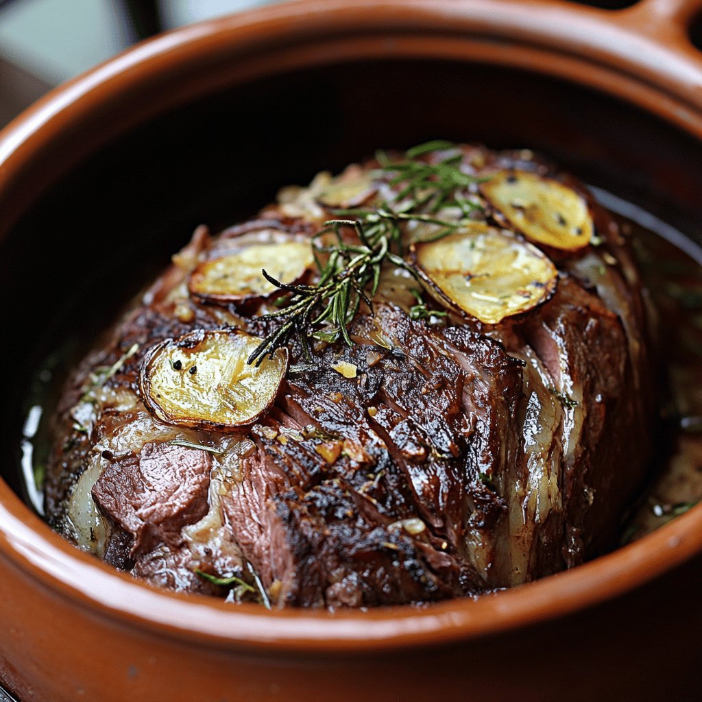 Saftiger Rinderbraten im Römertopf