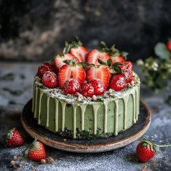 Süßer Spinatkuchen mit Erdbeeren