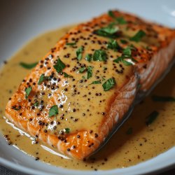 Wildlachs in Honig-Senf-Sauce