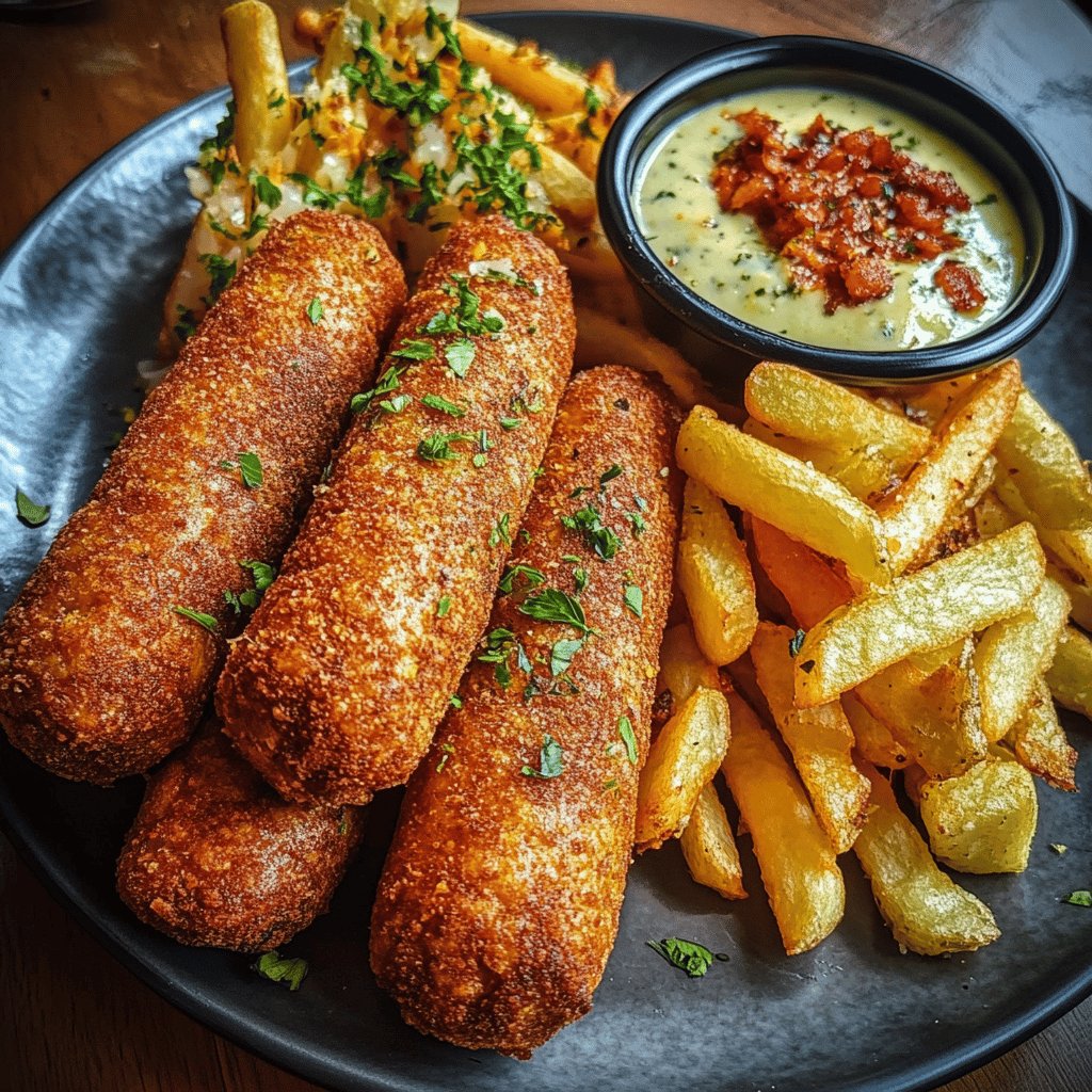 Frikandel mit Pommes und Sauce