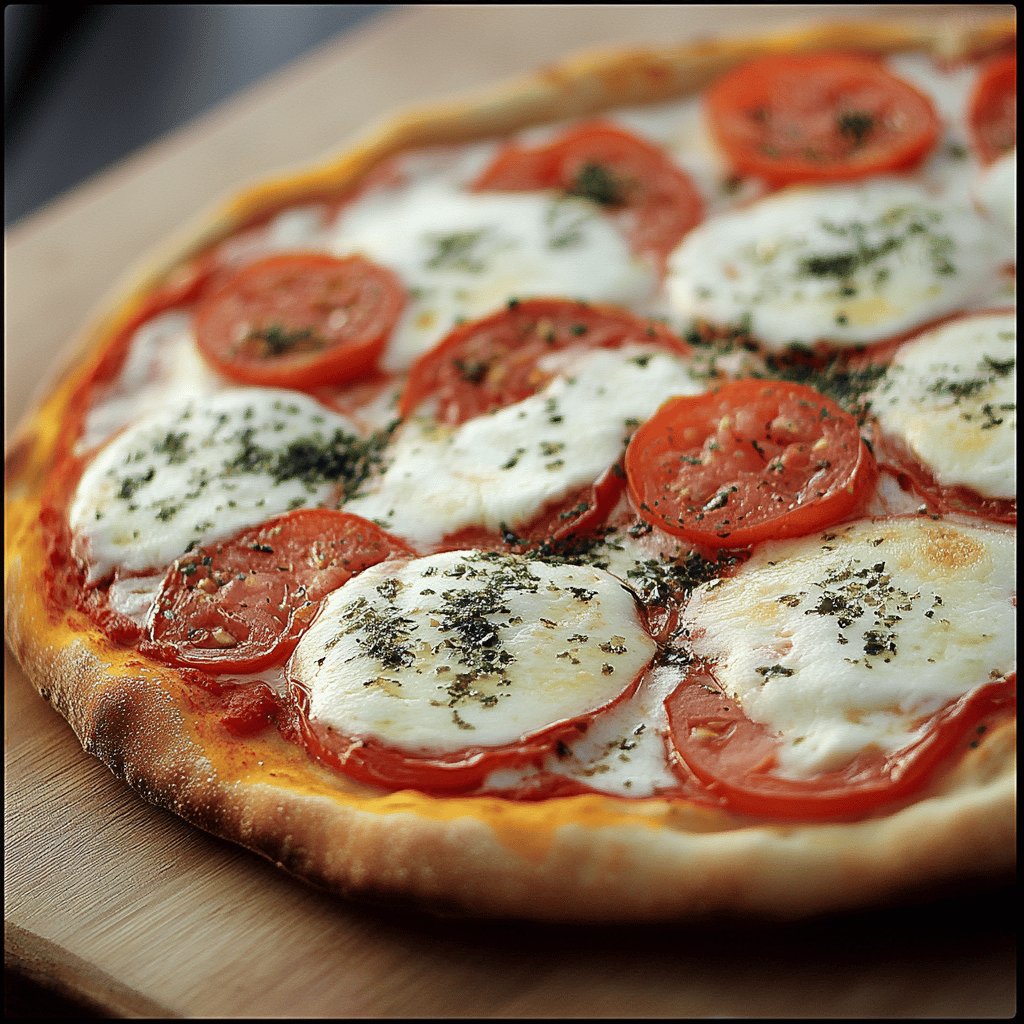 Klassische Tomaten-Mozzarella-Pizza