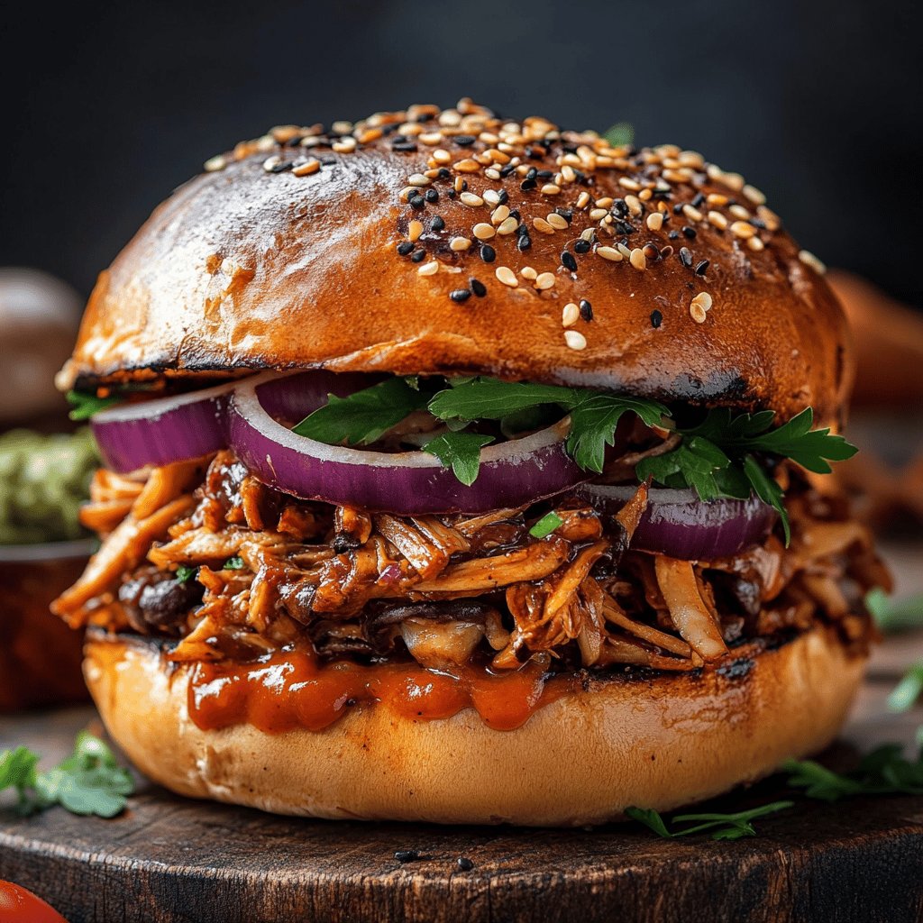 Veganer Pulled Mushroom Burger