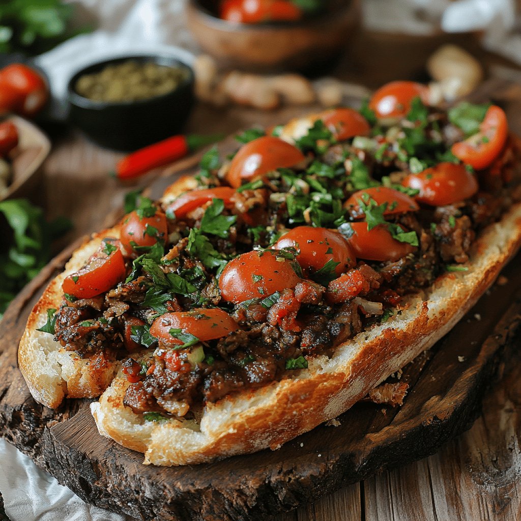 Urfa Kebap auf geröstetem Brot