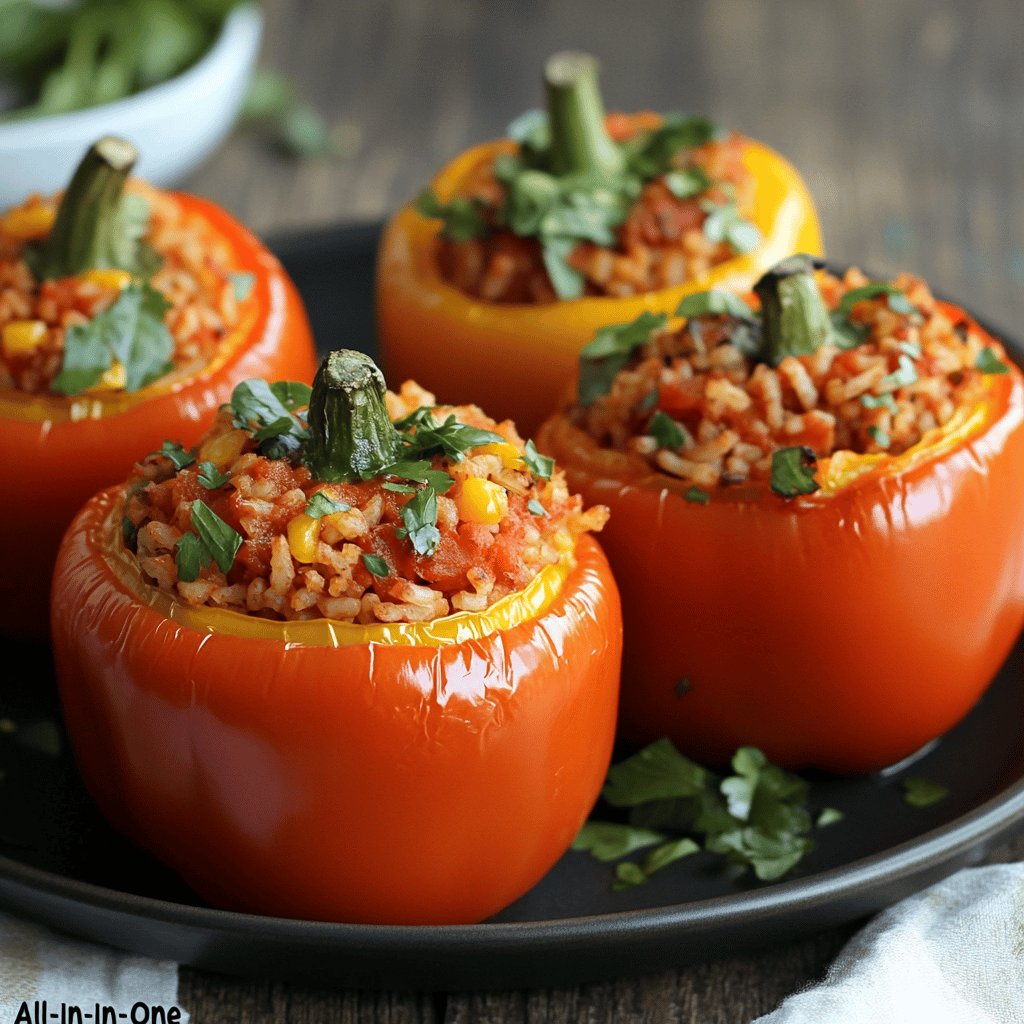 Gefüllte Paprika mit Tomatenreis