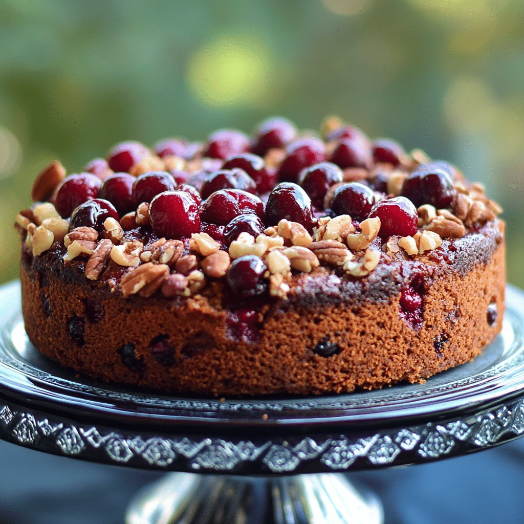 Nusskuchen mit Sauerkirschen