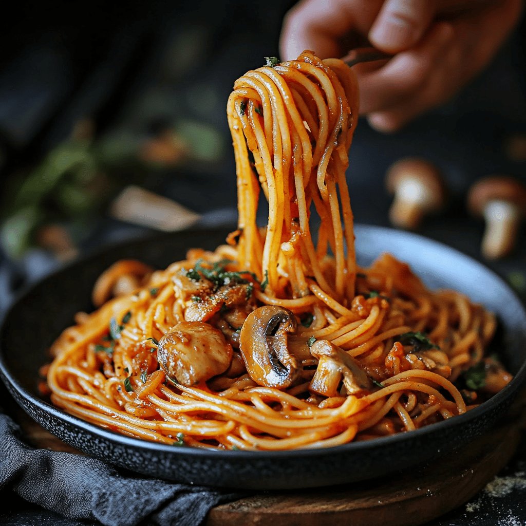 Cremige Champignon-Spaghetti